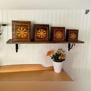 Vintage wood canister set retro kitchen storage jars set of 4 with lids & liners